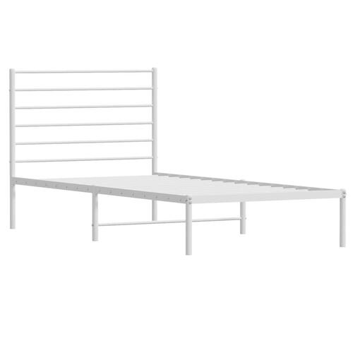 Sengeramme med sengegavl 75x190 cm metal hvid