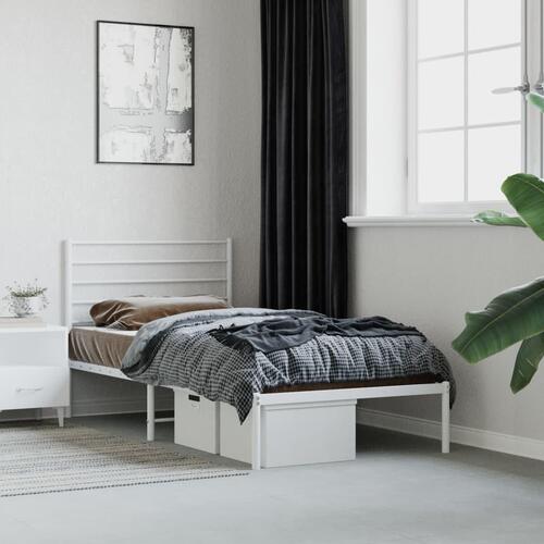 Sengeramme med sengegavl 80x200 cm metal hvid