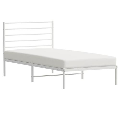 Sengeramme med sengegavl 90x200 cm metal hvid