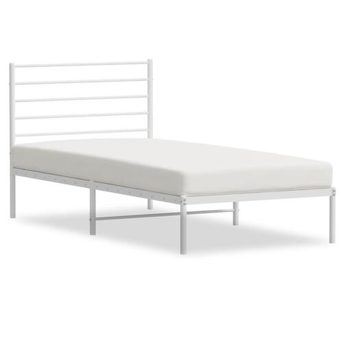 Sengeramme med sengegavl 100x190 cm metal hvid