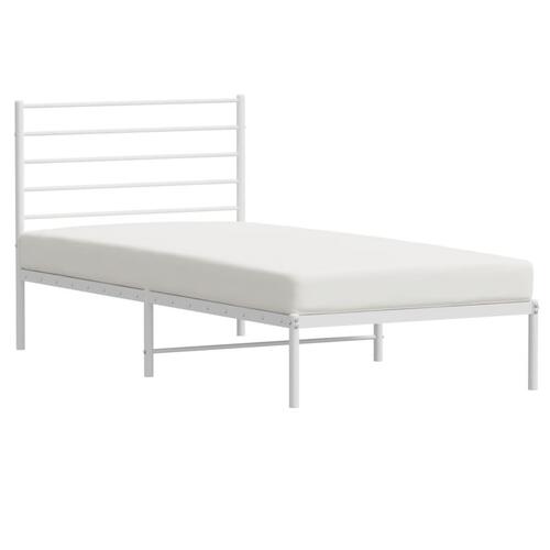 Sengeramme med sengegavl 100x190 cm metal hvid