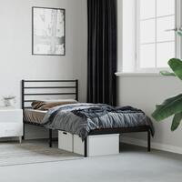 Sengeramme med sengegavl 90x190 cm metal sort