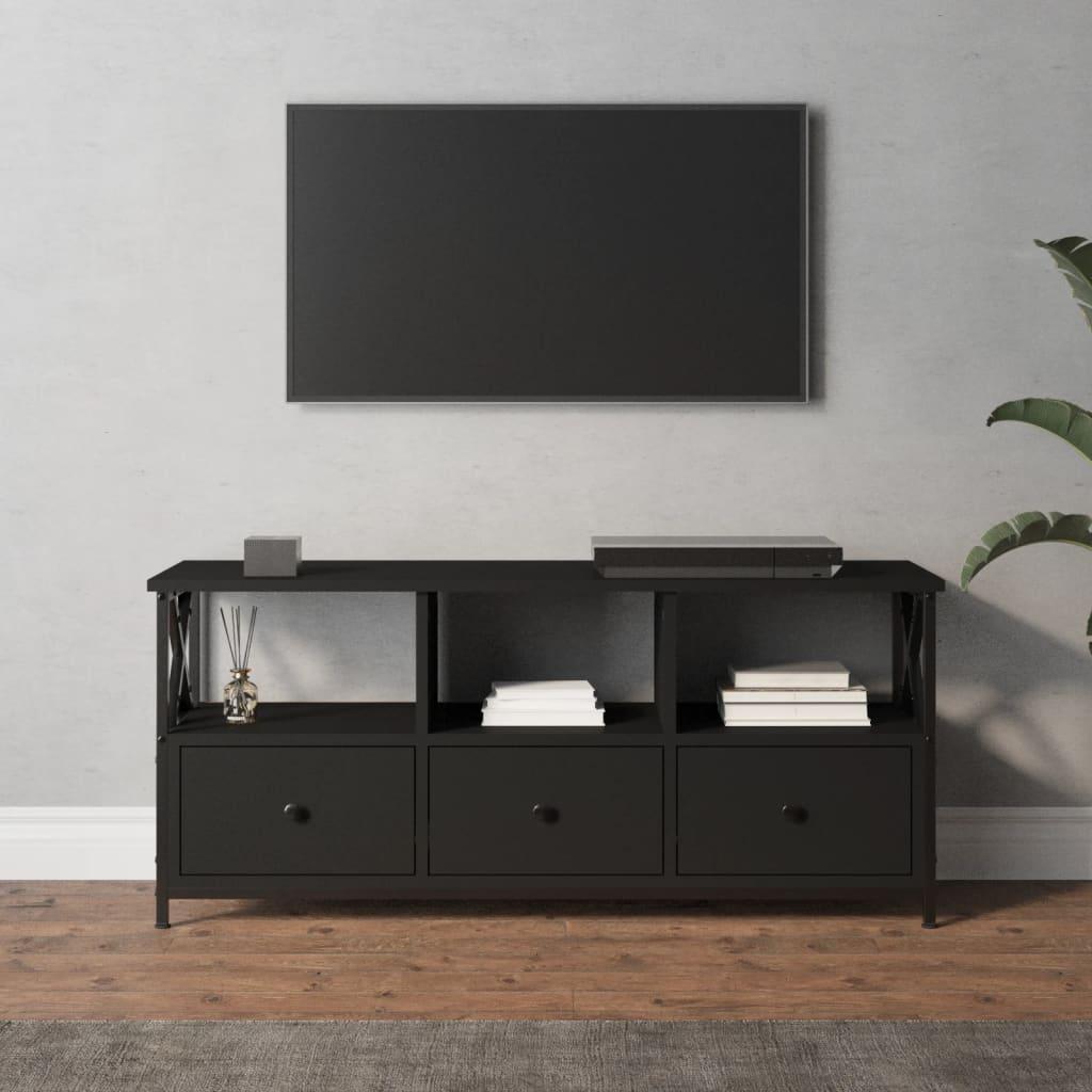 Tv-bord 102x33x45 cm konstrueret træ og jern sort