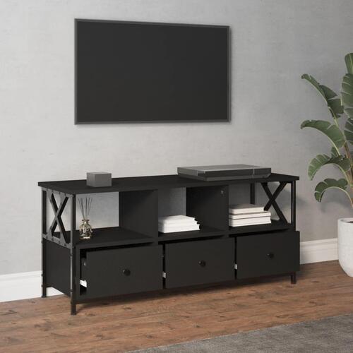 Tv-bord 102x33x45 cm konstrueret træ og jern sort
