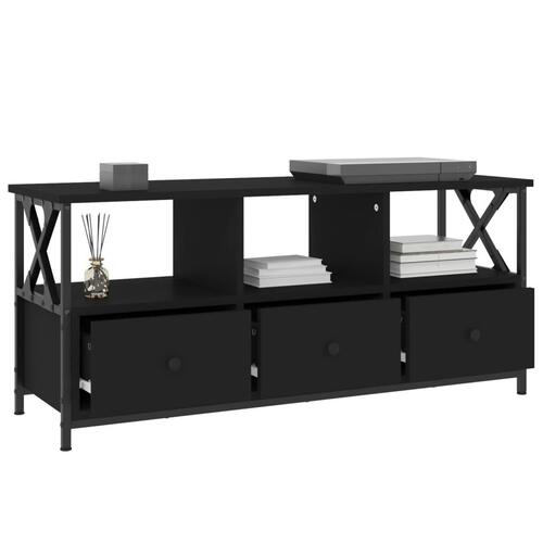 Tv-bord 102x33x45 cm konstrueret træ og jern sort