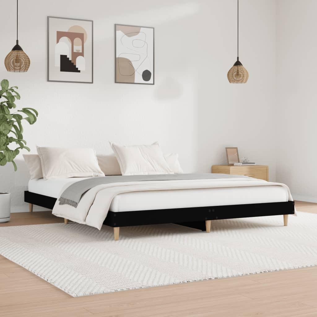 Sengestel 180x200 cm konstrueret træ sort