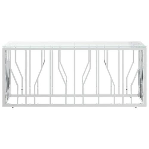 Sofabord 110x45x45 cm rustfrit stål og glas