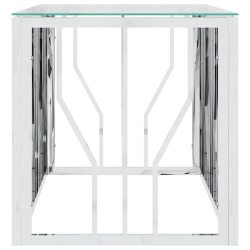 Sofabord 110x45x45 cm rustfrit stål og glas