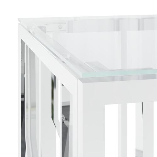 Sofabord 110x45x45 cm rustfrit stål og glas