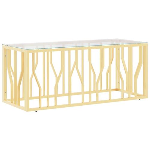 Sofabord 110x45x45 cm rustfrit stål og glas