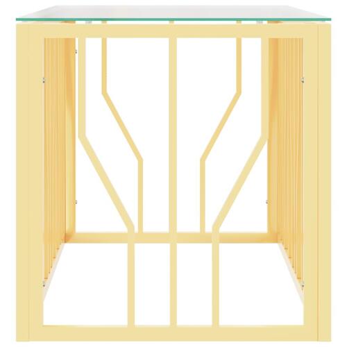 Sofabord 110x45x45 cm rustfrit stål og glas