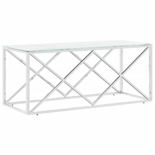 Sofabord 110x45x45 cm rustfrit stål og glas