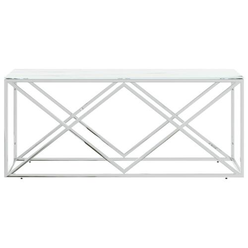 Sofabord 110x45x45 cm rustfrit stål og glas