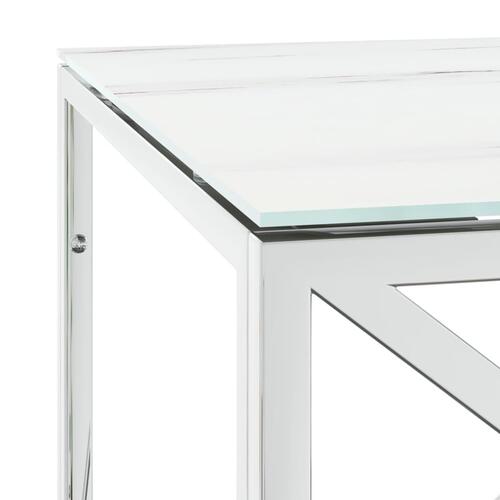 Sofabord 110x45x45 cm rustfrit stål og glas