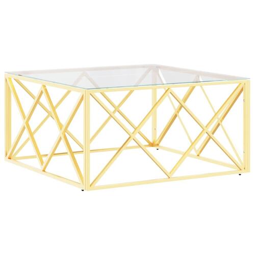 Sofabord 80x80x40 cm rustfrit stål og glas