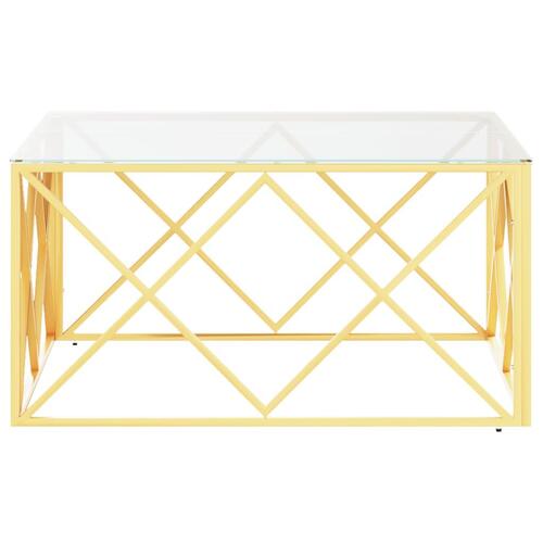 Sofabord 80x80x40 cm rustfrit stål og glas