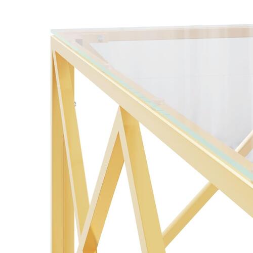 Sofabord 80x80x40 cm rustfrit stål og glas
