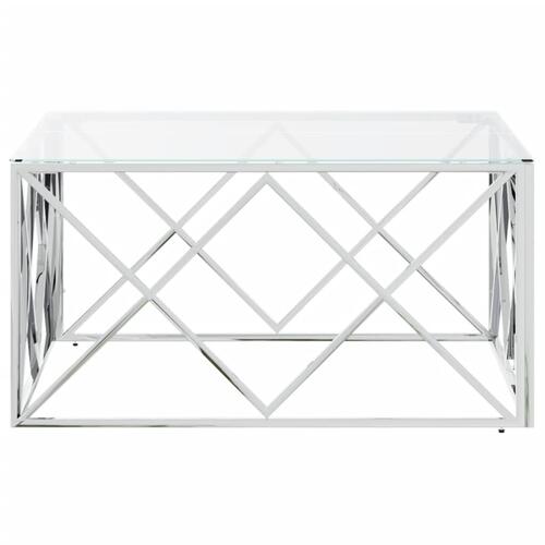 Sofabord 80x80x40 cm rustfrit stål og glas