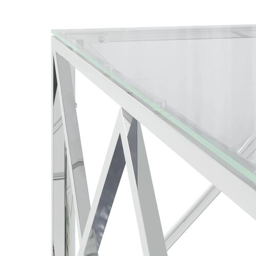 Sofabord 80x80x40 cm rustfrit stål og glas