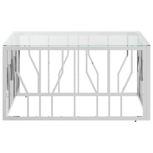 Sofabord 80x80x40 cm rustfrit stål og glas