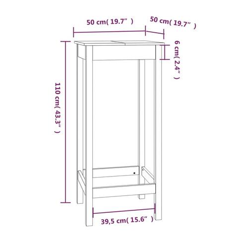 Barbord 50x50x110 cm massivt fyrretræ