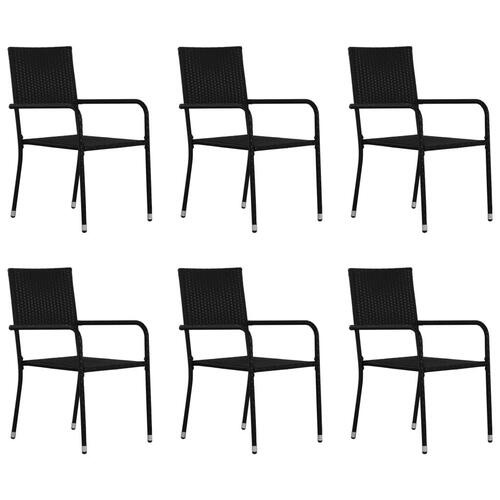 Spisebordssæt til haven 7 dele polyrattan sort