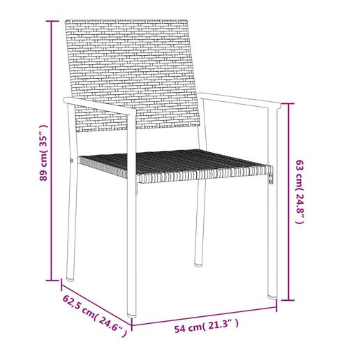 Havestole 2 stk. 54x62,5x89 cm polyrattan sort