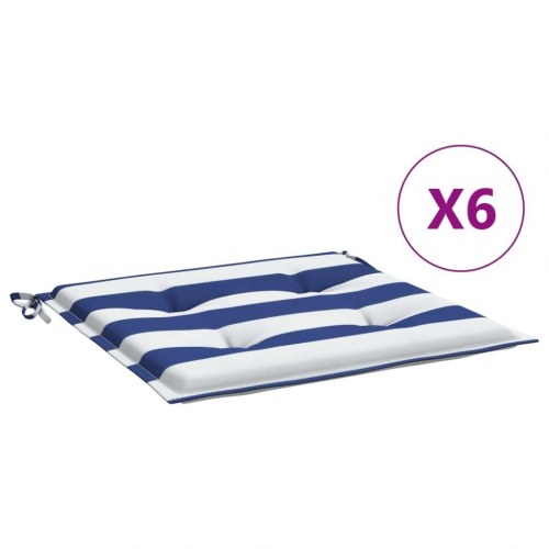 Stolehynder 6 stk. - 40 × 40 × 4 cm - blå/hvide striber i oxfordstof