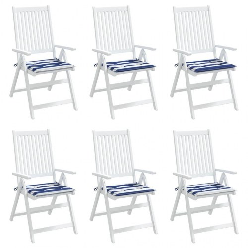 Stolehynder 6 stk. - 40 × 40 × 4 cm - blå/hvide striber i oxfordstof