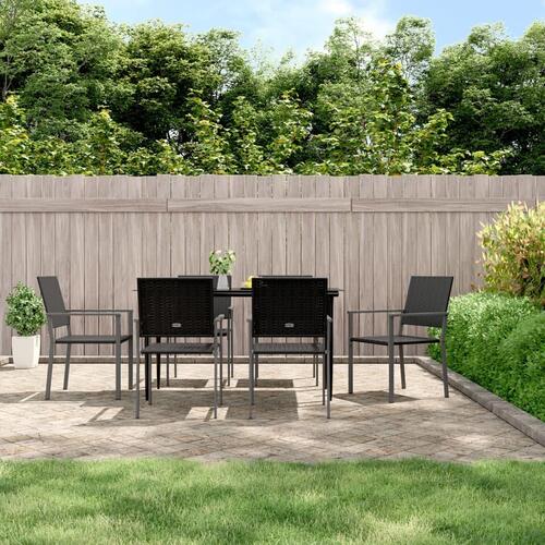 Havestole 6 stk. 54x62,5x89 cm polyrattan sort