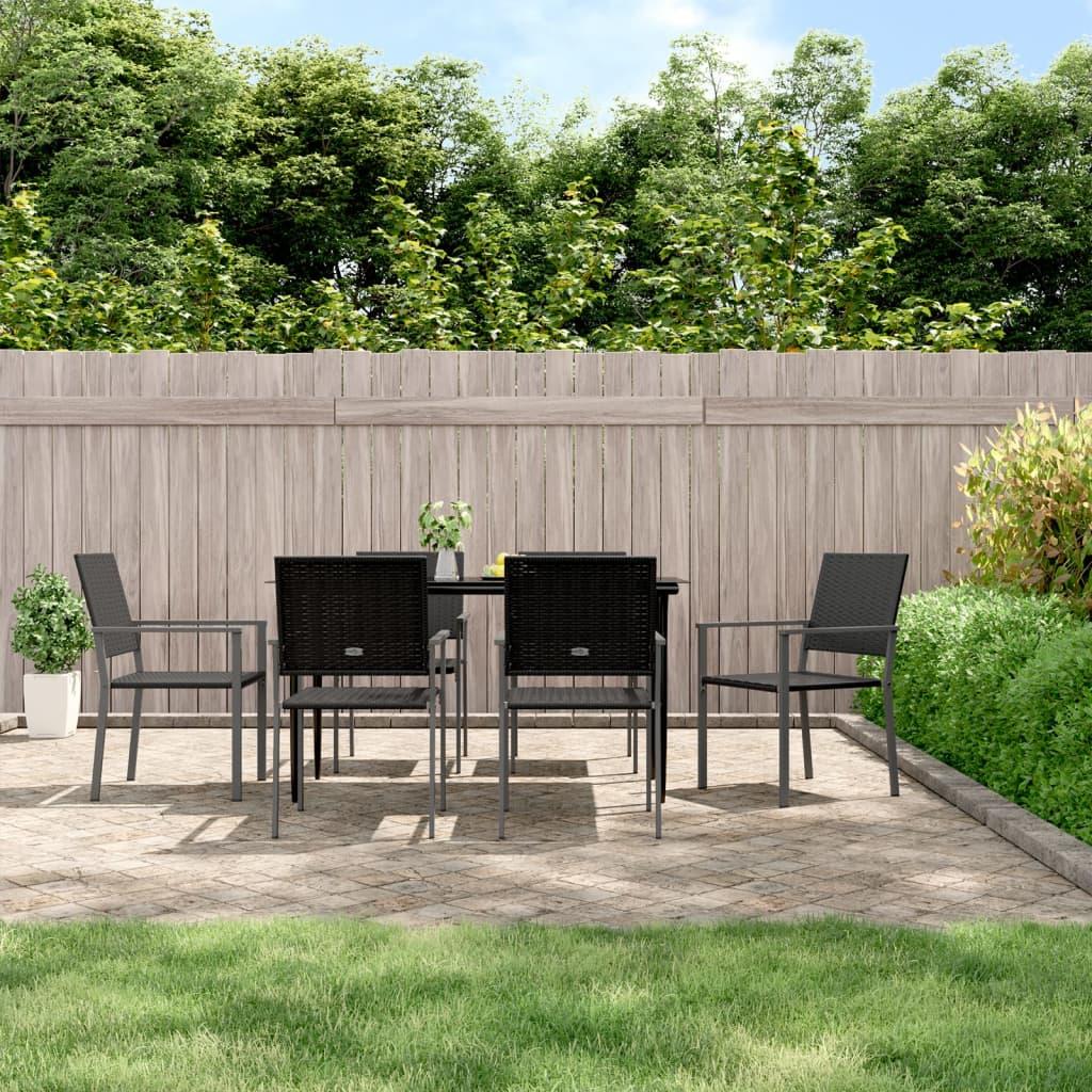 Havestole 6 stk. 54x62,5x89 cm polyrattan sort