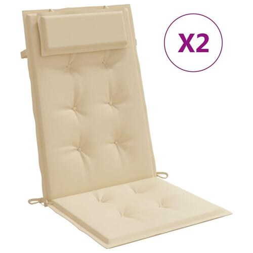 Stolehynder m. høj ryg 2 stk. oxfordstof beige
