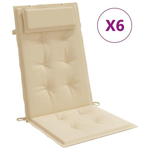 Stolehynder m. høj ryg 6 stk. oxfordstof beige