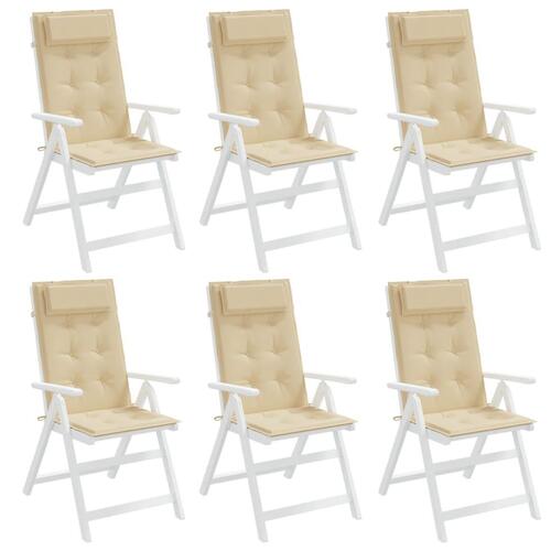 Stolehynder m. høj ryg 6 stk. oxfordstof beige