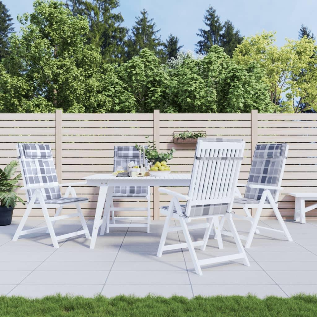 Stolehynder m. høj ryg 4 stk. oxfordstof ternet grå billede