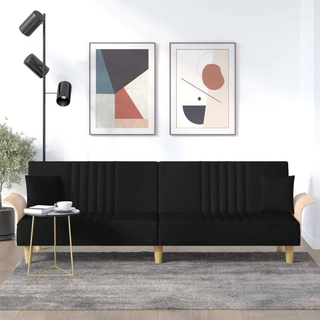 Sovesofa med armlæn stof sort