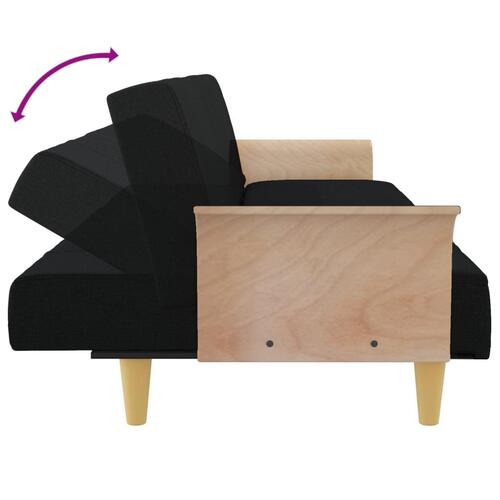 Sovesofa med armlæn stof sort