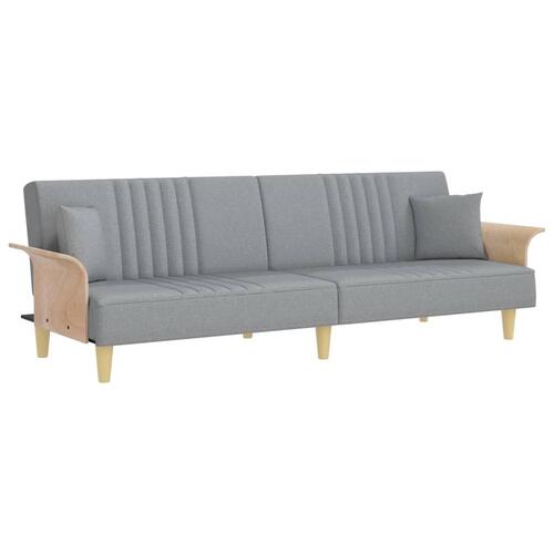 Sovesofa med armlæn stof lysegrå