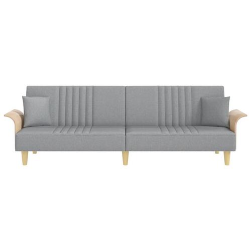Sovesofa med armlæn stof lysegrå