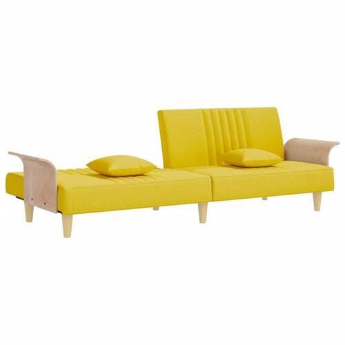Sovesofa med armlæn stof lysegul