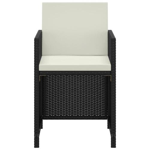 Spisebordssæt til haven 3 dele med hynder polyrattan sort