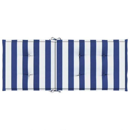 Stolehynder med høj ryg, 2 stk. - blå/hvide striber, vandafvisende polyester