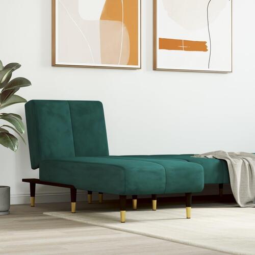 Chaiselong velour mørkegrøn