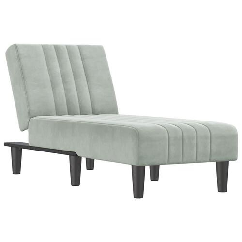 Chaiselong velour lysegrå