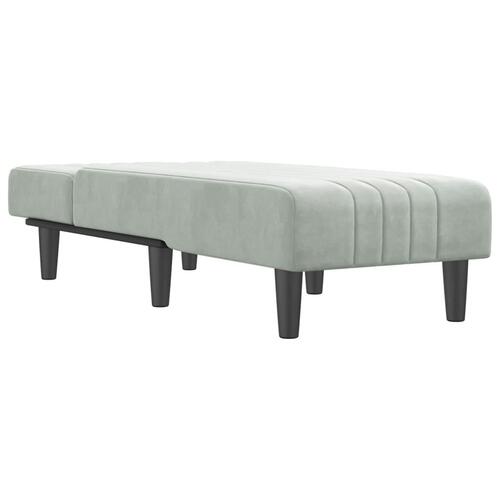 Chaiselong velour lysegrå