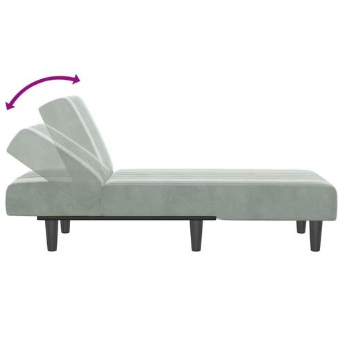 Chaiselong velour lysegrå