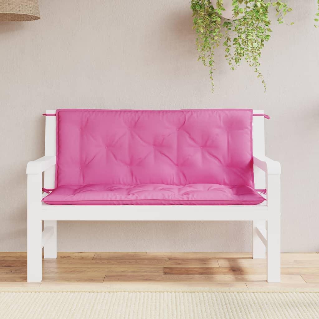 Hynder til havebænk 2 stk. 2 stk. 120x50x7 cm stof pink billede