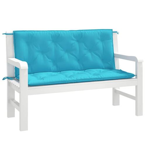 Hynder til havebænk 2 stk. 2 stk. 120x50x7 cm stof turkis