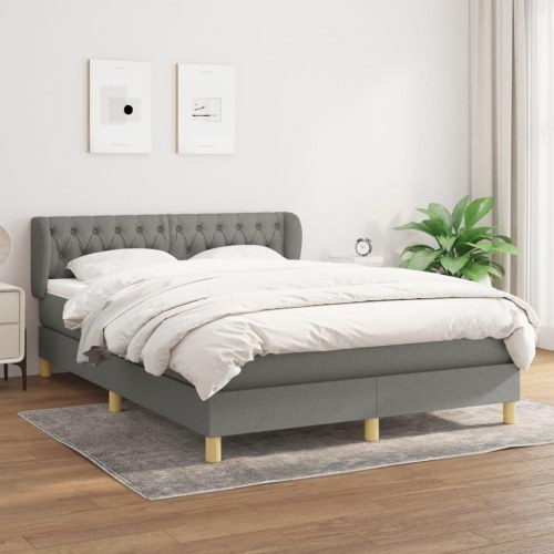 Kontinentalseng med madras 140x190 cm - stof, mørkegrå
