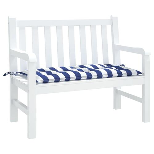 Hynde til havebænk 110x50x7 cm striber stof blå og hvid